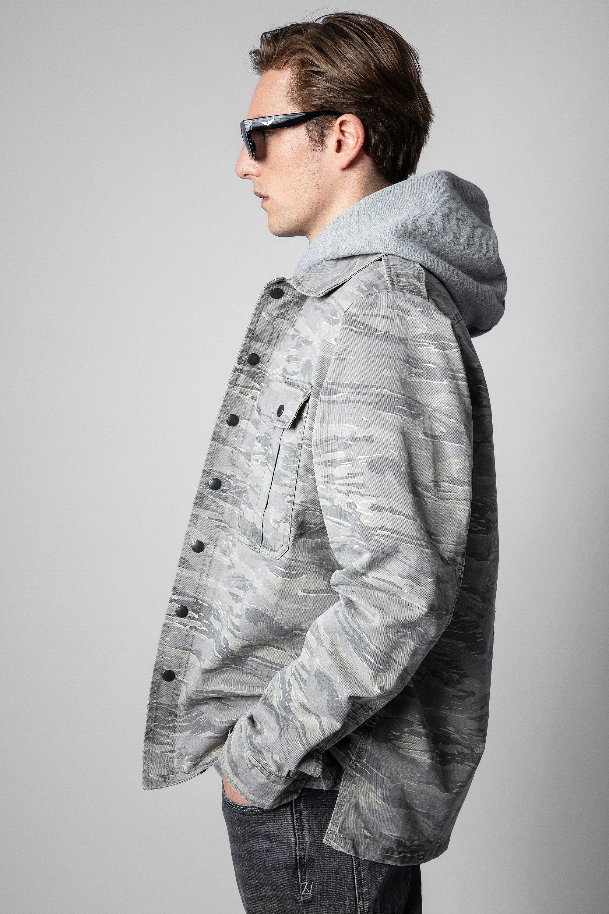 Bertie Overshirt - Men’s military jacket in camouflage-print cotton